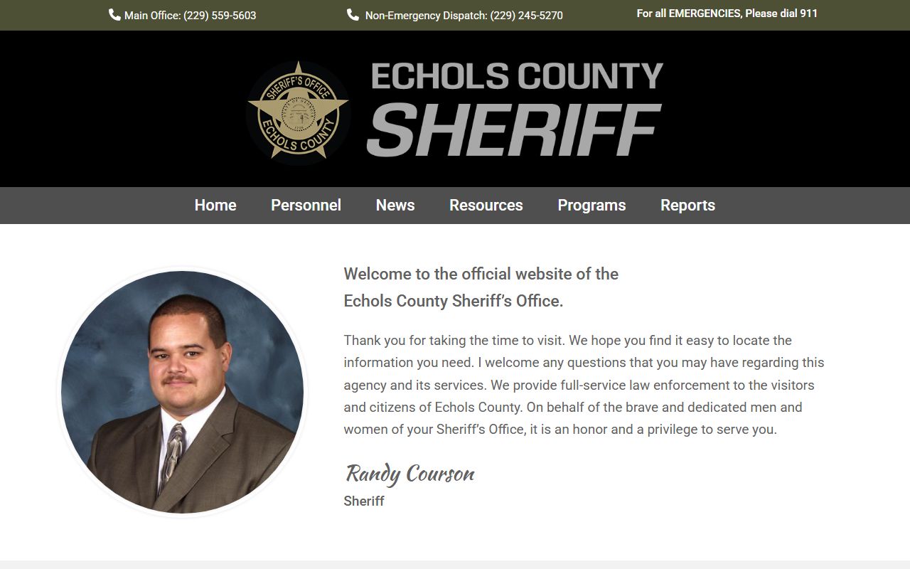 Echols County arrest records sheriff office home page