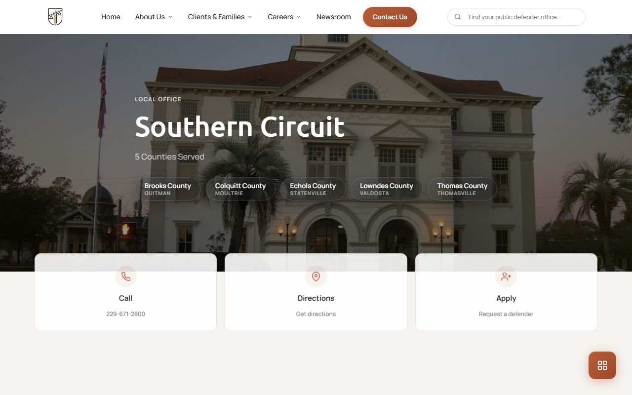 Echols County criminal court records Southern Circuit public defender office