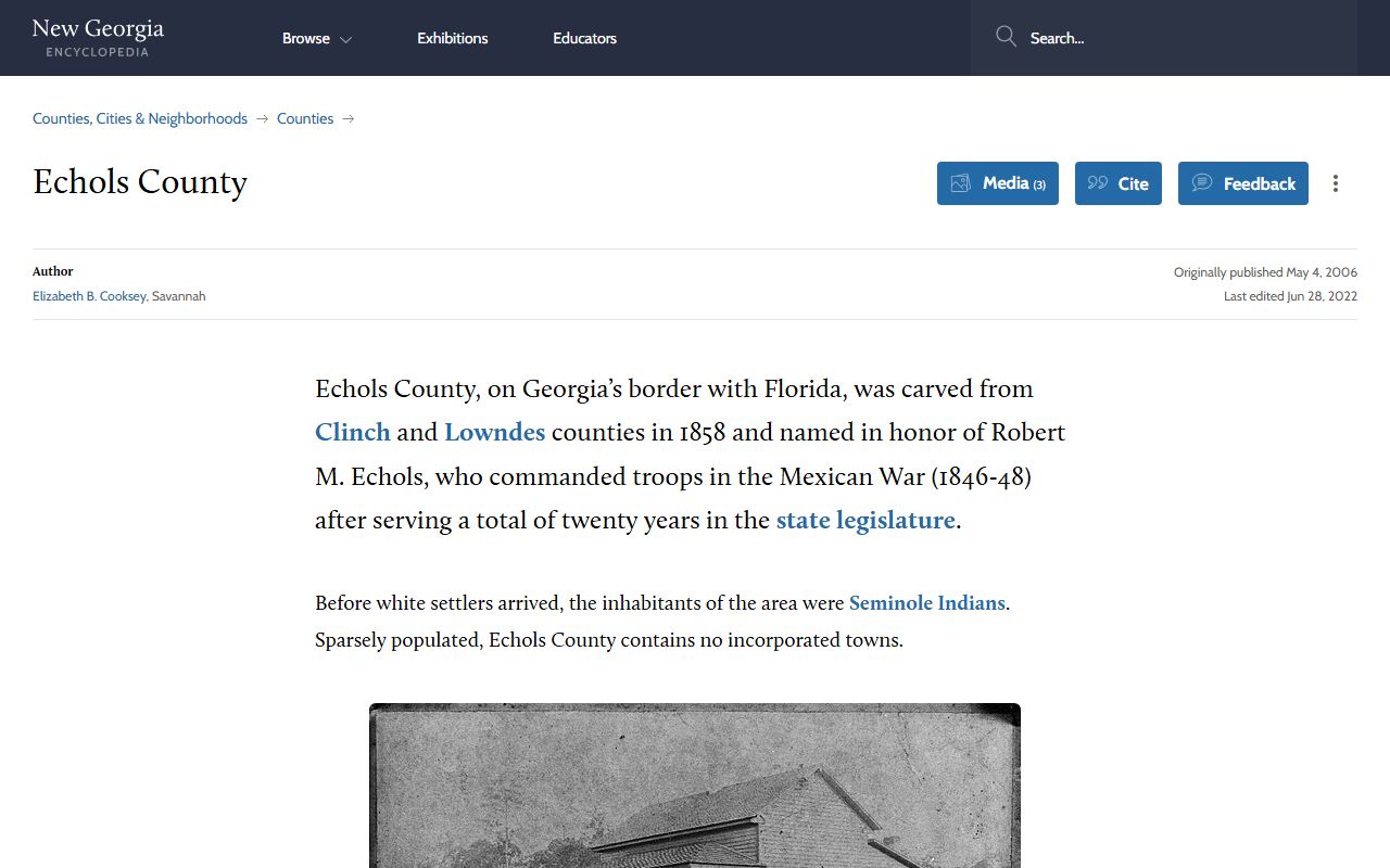 Echols County court records New Georgia Encyclopedia article