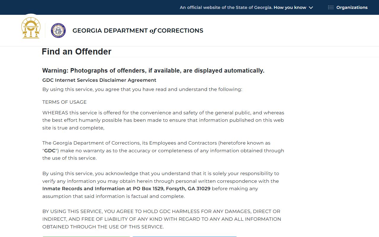 Echols County inmate records Georgia DOC offender query