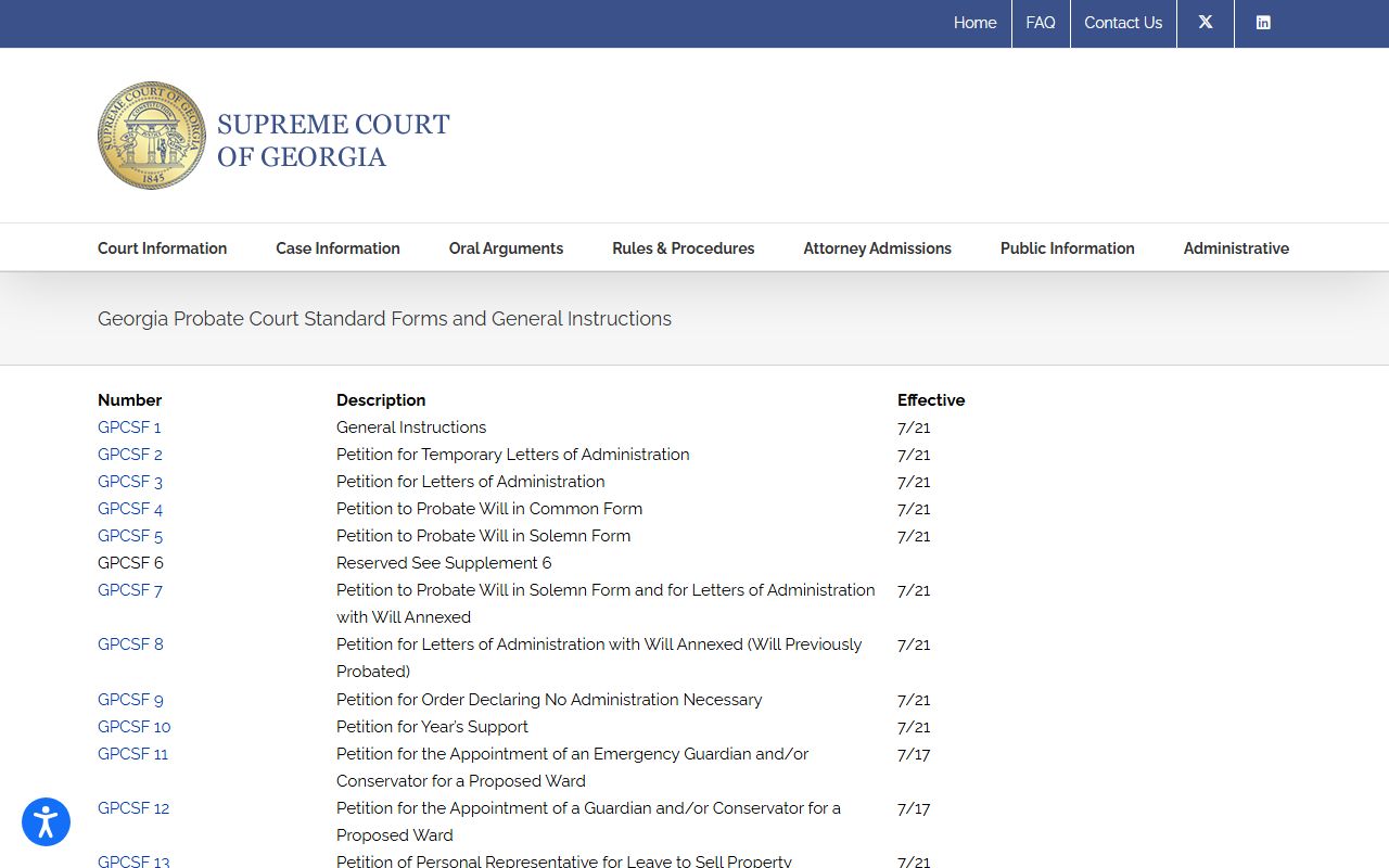 Echols County probate records Georgia probate standard forms page