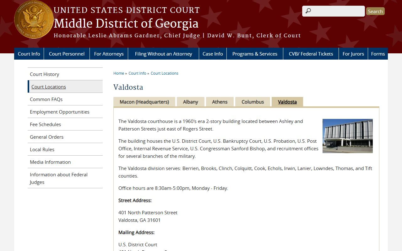 Echols County Superior Court Middle District Valdosta Division page